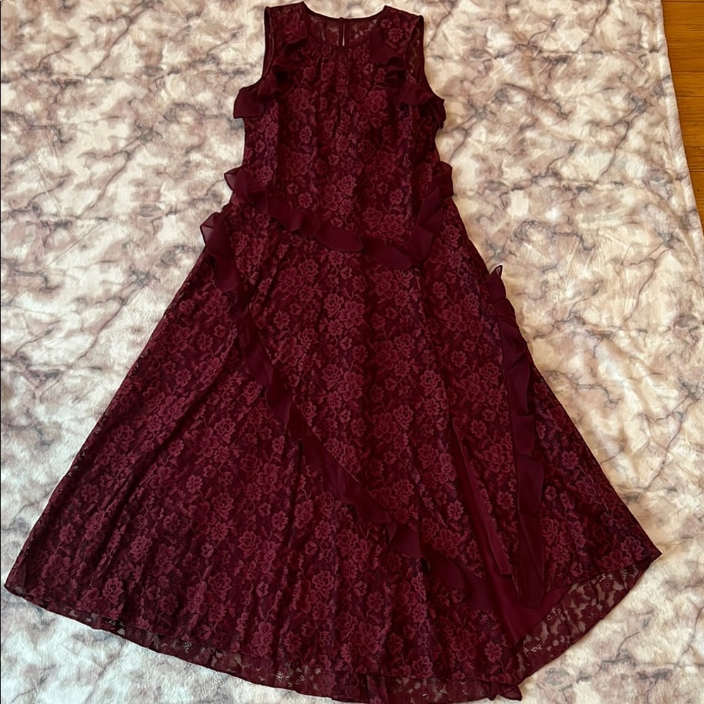 Sundance Burgundy Lace Dress - Picture 3 of 14